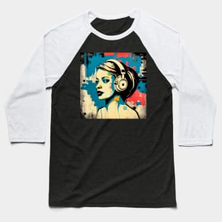 Excessivism Art White Woman Listening Music Lover Throw Baseball T-Shirt